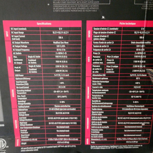 Motormaster 1100w peek 2200w modified sine wave inverter - Picture 6 of 7